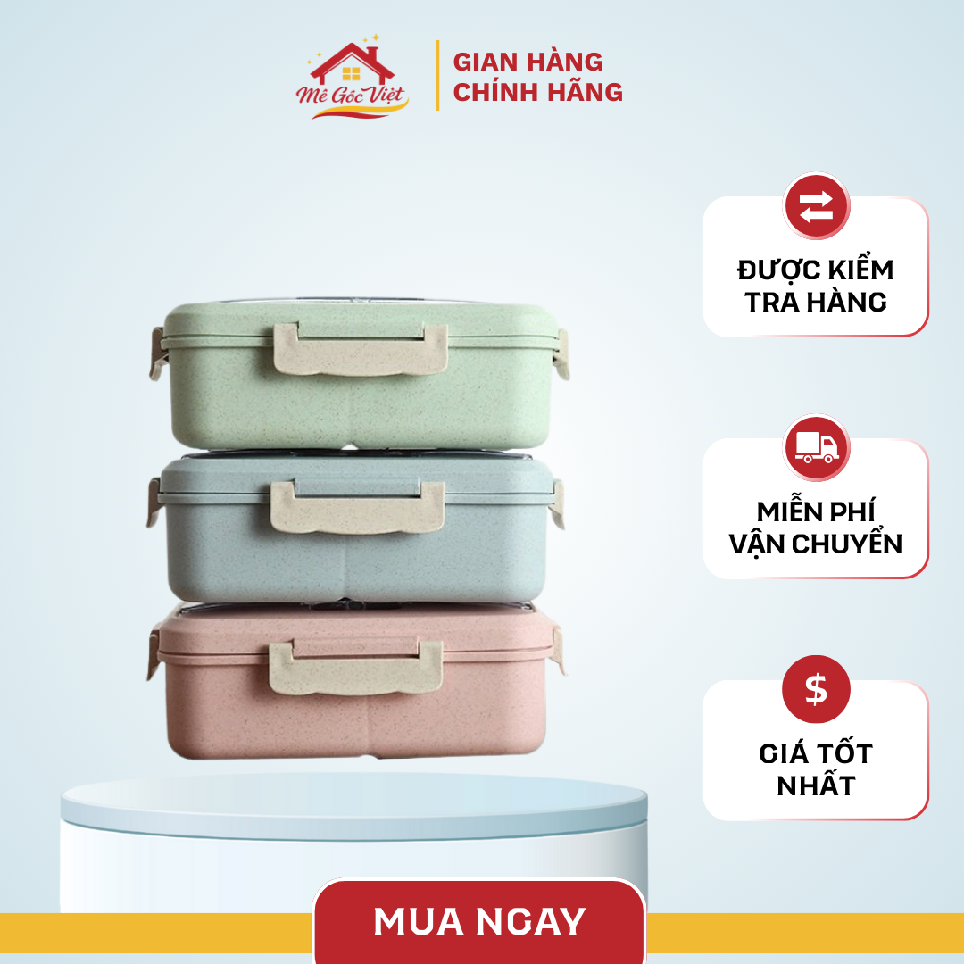 Hộp Cơm Lúa Mạch ILOX CAP Kèm Đũa Thìa Thiết Kế Gọn Nhẹ Tiện Mang Đi