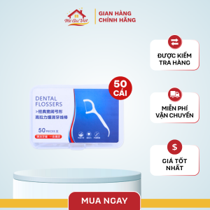Tăm Chỉ Nha Khoa Làm Sạch Kẽ Răng, Hộp 50 Que Tiện Dùng.