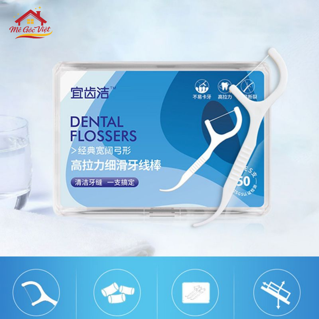 Tăm Chỉ Nha Khoa Làm Sạch Kẽ Răng, Hộp 50 Que Tiện Dùng. - Ảnh 2