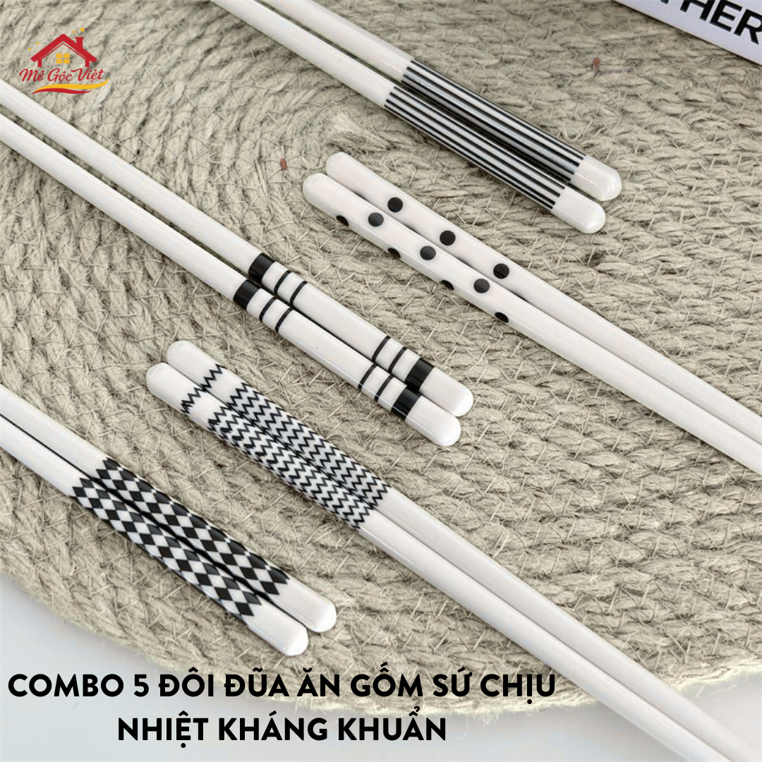 Đũa Sứ Gốm Cao Cấp Cho Không Gian Bàn Ăn (set/5 đôi) - Ảnh 3