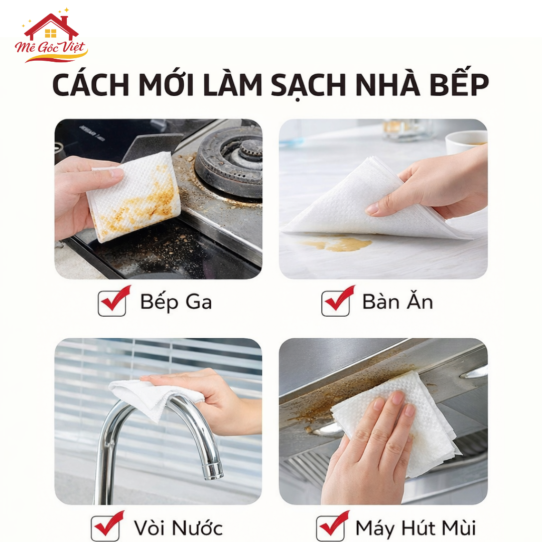 Khăn Ướt Lau Bếp Đa Năng Làm Sạch Nhanh 1 Gói 80 Miếng - Ảnh 4