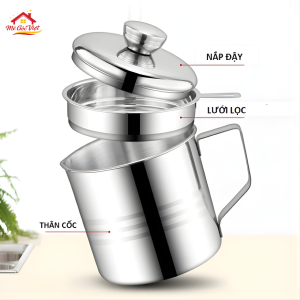 Alternative view of Ca lọc dầu ăn dung tích 1,3l chất liệu ilox 304 không gỉ