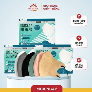 Khẩu Trang 5D Uni Mask UniCare 3 Lớp Kháng Khuẩn Hàng Chính Hãng Lọc Bụi Mịn