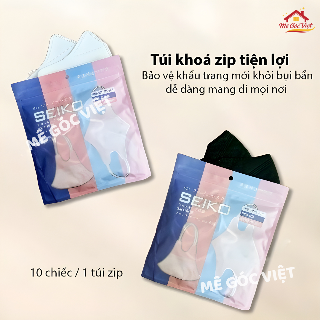 Khẩu Trang 5D SEIKO Hàng Chính Hãng 3 Lớp Kháng Khuấn Lọc Bụi Mịn Chống Tia UV - Ảnh 3