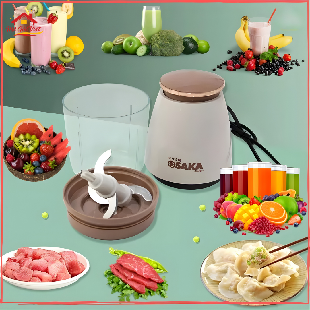 Máy xay đa năng OSAKA nắp đồng, dung tích 700ml - 350W, xay thịt cá rau củ, xay sinh tố, xay đá - Ảnh 6
